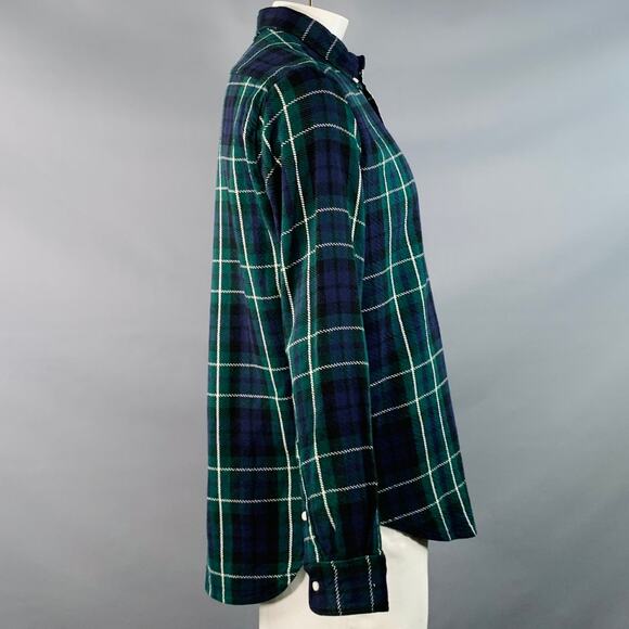 Size XL Green Blue Plaid Cotton Twill Button Down Collar Long Sleeve Shirt - Picture 2 of 5